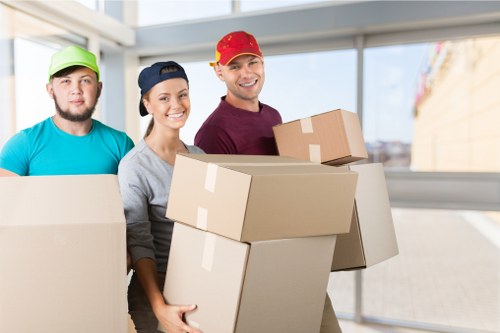Professional removals truck and storage boxes in Hendon