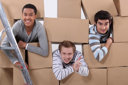 Organised self storage unit in Hendon with boxed household belongings