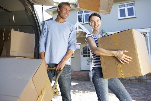 Packing boxes and household items for a local relocation